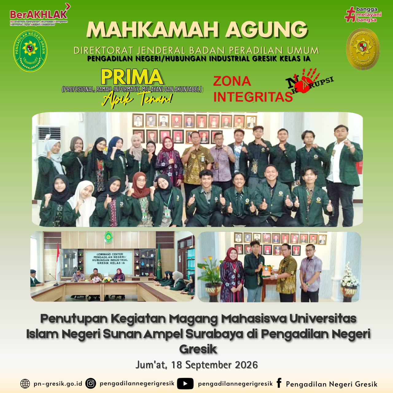 penutupan magang mahasiswa Universitas Islam Negeri Sunan Ampel Surabaya